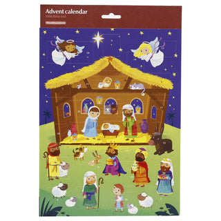 Nativity Bible Text Christmas Advent Calendar, Traditional 24 Door Design