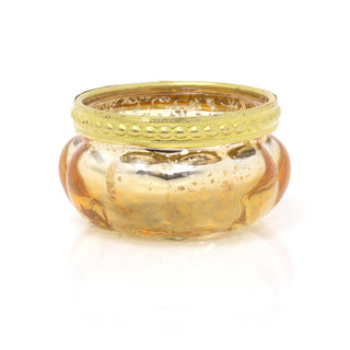 Gold Mercury Effect Glass Tealight Holder | Gold Speckled Tealight Holder | Glass Candle Holder Ribbed Candle Pot