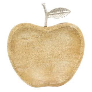 Mango Wood Apple Shaped Decorative Tray | Ornamental Storage Display Tray | Trinket Tray Display Plate
