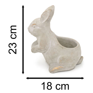 Forest Animal Stone Planter | Garden Plant Pot Animal Ornament Statue - Rabbit