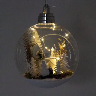 20cm LED Bauble With Christmas Scene Light Up Christmas Ball Hanging Decoration