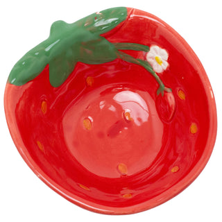 Strawberry Shaped Snack Bowl, 200ml Ceramic Serving Bowl, Nibbles Dish - 12cm