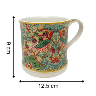William Morris Strawberry Thief Mug, 330ml Fine China Botanical Tea Coffee Cup
