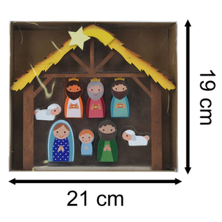 Wooden Nativity Scene with Mini Figures & Stable | Christmas Nativity Set