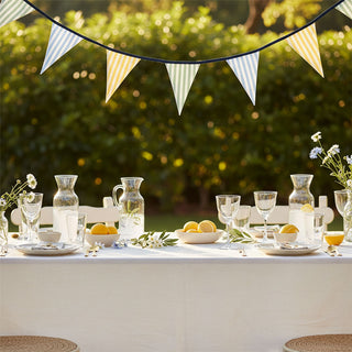 Striped Fabric Bunting 3.2m 12 Flag Pennant Banner Garden Party Decoration