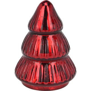 Red Glass Christmas Tree | Freestanding Mottled Red Tree Ornament - 13cm