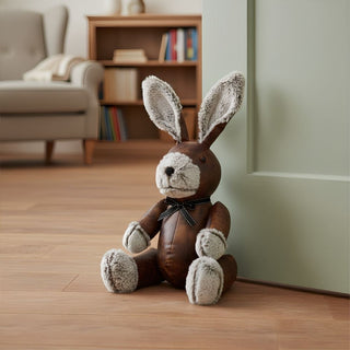 Wilfred Rabbit Door Stop, 41cm Faux Leather Fabric Animal Doorstop - 1.8kg