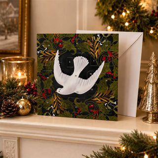 Dove of Peace Christmas Advent Greetings Card, 24 Door Advent Calendar Card