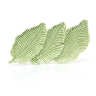 Beautiful Ceramic Triple Leaf Trinket Tray | Botanical Jewellery Storage Display Plate | Decorative Plate - 37cm