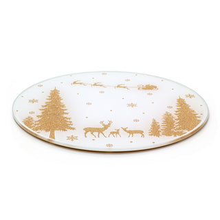 Gold Glitter Christmas Candle Plate | Glass Candle Holder Reindeer Candle Tray