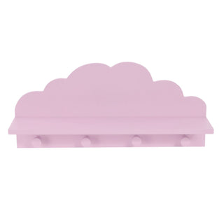 Cloud Shelf With Coat Hooks | Baby Nursery Children's Bedroom Floating Shelf - Pink