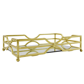 Gold Metal Mirrored Vanity Tray For Perfume And Candles | Glass Mirror Tray 24cm