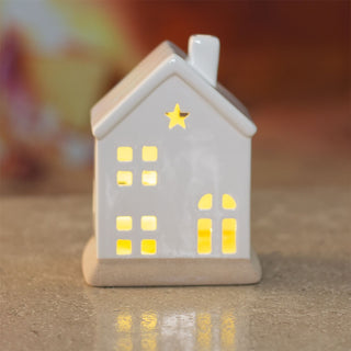 White LED Christmas House Ornament | Ceramic Christmas Village Light Up House