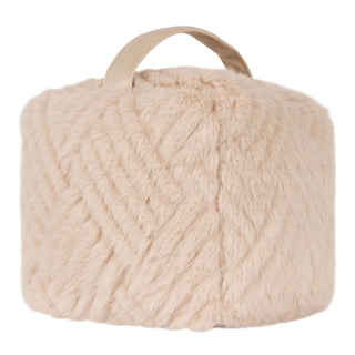 Cream Faux Fur Cube Doorstop | Square Plush Weighted Door Stop With Handle 21cm