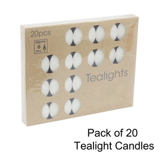 Pack Of 20 White Ivory Tealight Candles | Unscented Candle Tealights | Wedding Christmas Tealight Candles