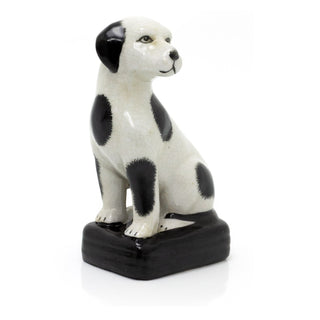 Vintage Style Porcelain Dalmatian Dog Ornament On Stand | Retro Animal Figurine Dog Statue Sculpture | Black And White Dog Statue - Design Varies One Supplied