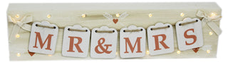 Wooden Freestanding Mr And Mrs Wedding Bunting Light Up LED Block Decoration