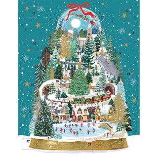 Winter Village Christmas Advent Calendar, 41cm Snow Globe Picture Design