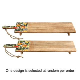 Citrus Mango Wood Serving Board with Legs, 100cm Raised Wooden Serving Platter