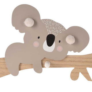 Childrens Wooden Animal Coat Rack | Wall Mounted Kids Bedroom Wall Hooks - Koala