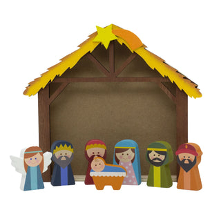 Wooden Nativity Scene with Mini Figures & Stable | Christmas Nativity Set