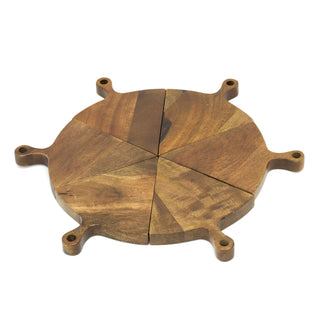 6 Piece Selection Food Serving Platter | Round Mango Wood Sharing Board - 30cm