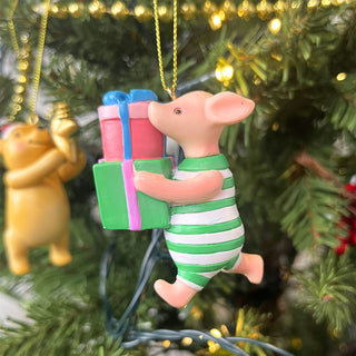 Piglet Christmas Tree Decoration with Presents, Gisela Graham 6.5cm