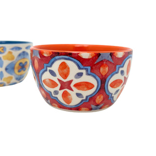 Tuscany Set of 2 Ceramic Snack Bowls with Wooden Paddle Serving Tray - 25cm