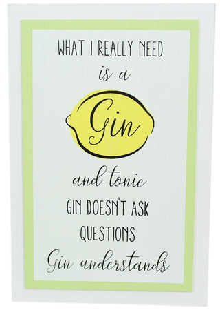 Hanging Wooden Gin And Tonic Quote Lemon Plaque ~ Gin Doesn't Ask Questions