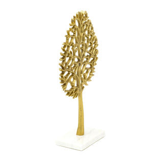34cm Elegant Gold Tone Tree Of Life Ornament | Gold Metal Tree Of Life Sculpture On Marble Base | Gold Family Tree On Stand Centerpiece