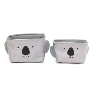 Set Of 2 Cute Kids Storage Boxes | Children's Fabric Storage Baskets Koala