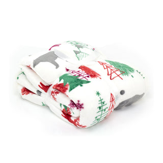 Traditional Nordic Design White Plaid Christmas Blanket | Super Soft Luxury Sherpa Fleece Throw Blanket | Snug Throw Sofa Bed Plush Blanket 150 x 120cm