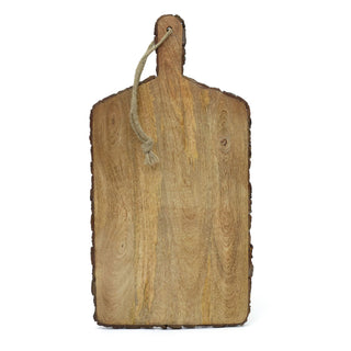 Rustic Bark Chopping Board | Mango Wood Rectangular Paddle Cutting Board 50x25cm
