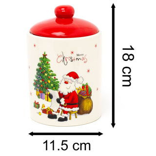 Ceramic Christmas Storage Jar | Christmas Biscuit Barrel Food Storage Pot Kitchen Jar With Lid | Christmas Cookie Jar - Design Varies One Supplied