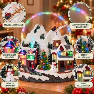LED Christmas Village Scene with Movement, 32cm Animated Festive Decoration