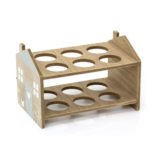 Shabby Chic House Shaped Wooden Egg Rack | 2 Tier Egg House For 12 Eggs