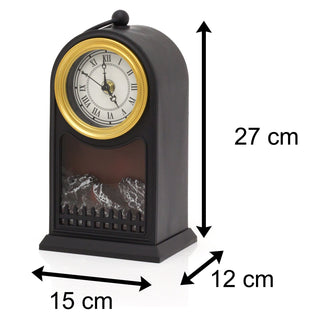 LED Fireplace Lantern Mantle Clock | Battery Operated Lamp | Decorative Lights Hanging Ornaments