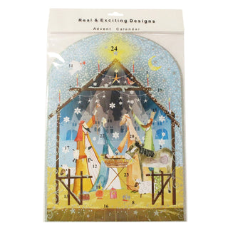 Nativity Christmas Advent Calendar with 24 Doors and Glitter Details