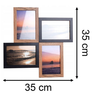 Two Tone 4 Aperture Multi Photo Frame | Wall-Mounted Collage Picture Frame