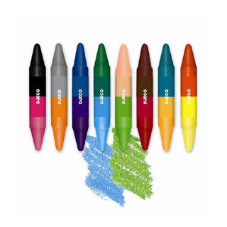 Djeco DJ08874 Crayons | 8 Double Ended Wax Colouring Crayons - Crayons For Kids