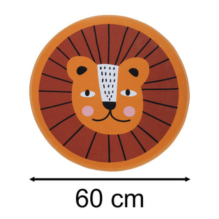 Childrens Round Jungle Animal Rug | Safari Animal Area Rug For Kids - Lion