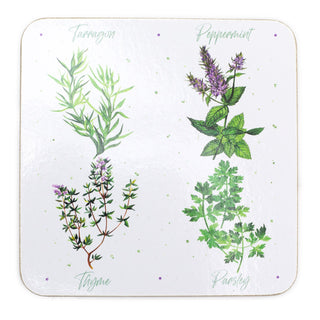 The Herb Garden - Set Of 4 Drinks Coasters | 4 Piece Square Drinks Coaster Set