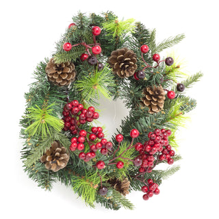 30cm Traditional Christmas Wreath Pine Cone And Berry Decoration | Christmas Door Wreath Xmas Wreath | Christmas Decorations