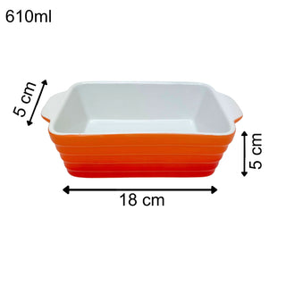 Small Orange Ombre Stoneware Baking Dish, 18x12x6cm Casserole Dish - 610ml