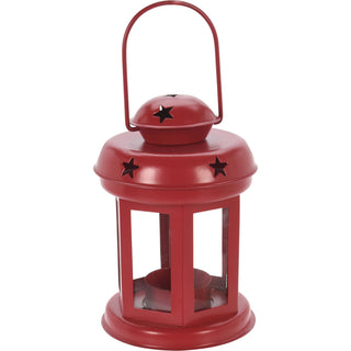 Red Moroccan Tealight Lantern, 13cm Indoor Outdoor Metal Hanging Candle Holder