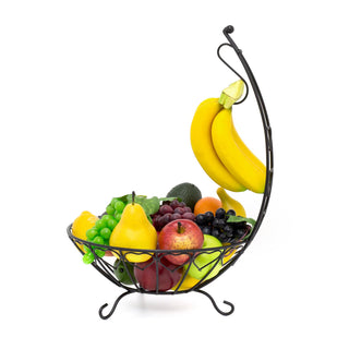 Black Metal Fruit Bowl With Banana Hanger