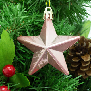 Rose Gold 8 Piece Mini Christmas Star Baubles | Set Of 8 Star Christmas Tree Bauble Decorations | Xmas Tree Baubles Gold Christmas Tree Ornaments