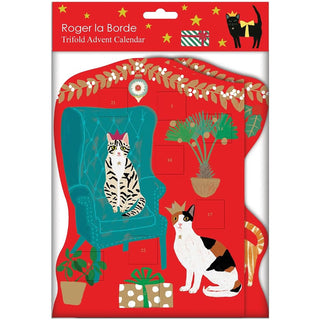 Cosy Cats Trifold Christmas Advent Calendar, Freestanding 24 Door Design