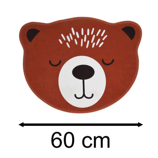 Childrens Round Animal Rug | Non-slip Novelty Animal Area Rug For Kids - Bear