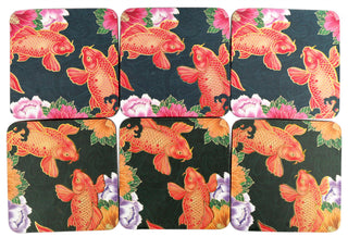 Pack Of 6 Gorgeous Bright Koi Fish Coaster For Drinks ~ Coffee Table Mats